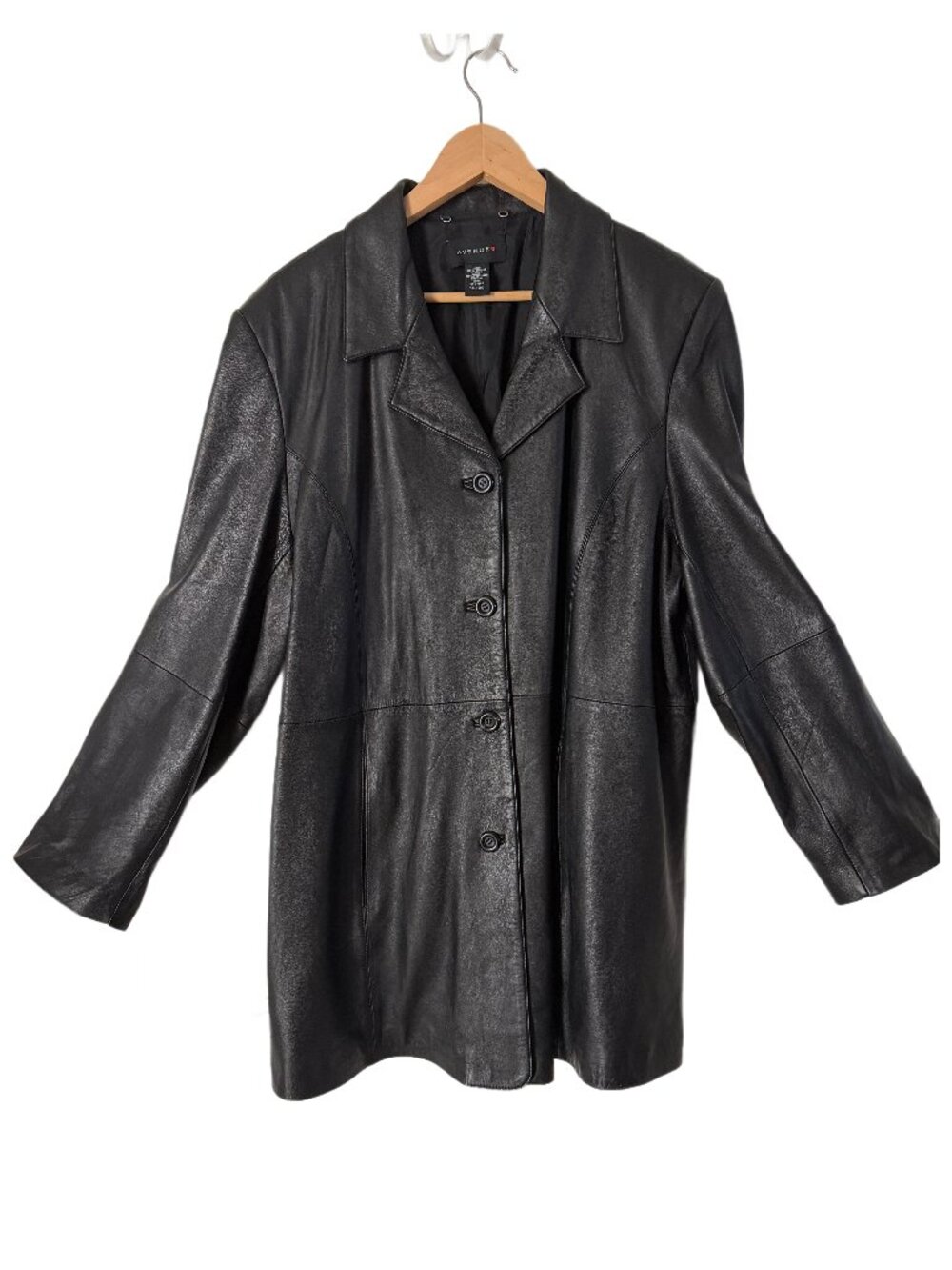 The Avenue Black Genuine Leather Coat